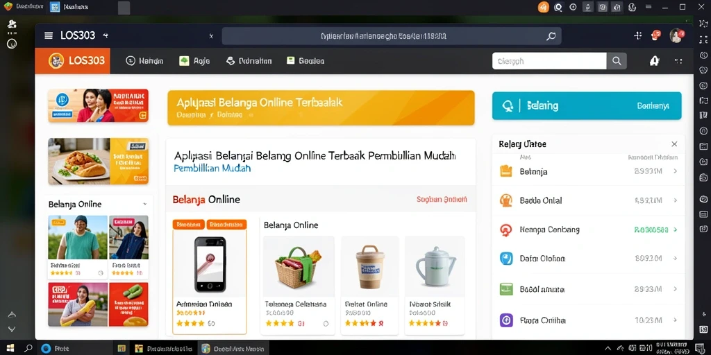 Tampilan antarmuka pengguna aplikasi LOS303 untuk belanja online.