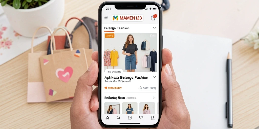 Tampilan antarmuka MAMEN123 yang modern dan intuitif untuk berbelanja fashion.