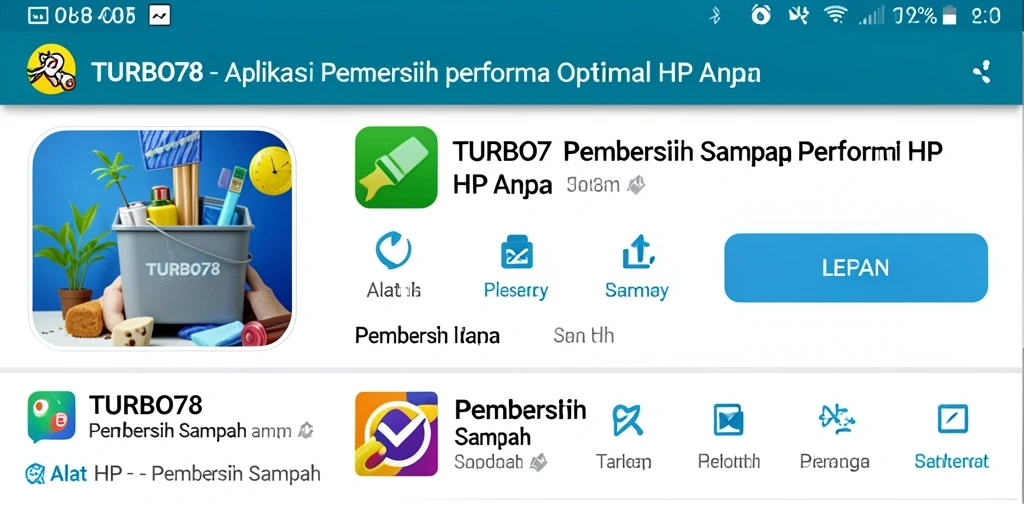 Antarmuka utama aplikasi TURBO78 untuk pembersihan sampah.