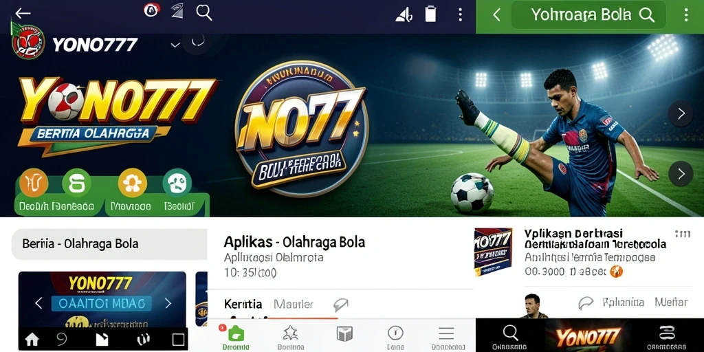 Antarmuka pengguna YONO777 yang menarik untuk berita olahraga bola.